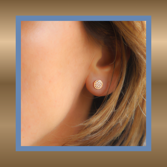 Aimée - Lieflijke oorstekers met een rondje van pave zirkonia 18-karaat goud verguld
