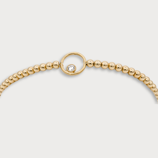 Aimée - goldfilled armband met cirkel met zirkonia