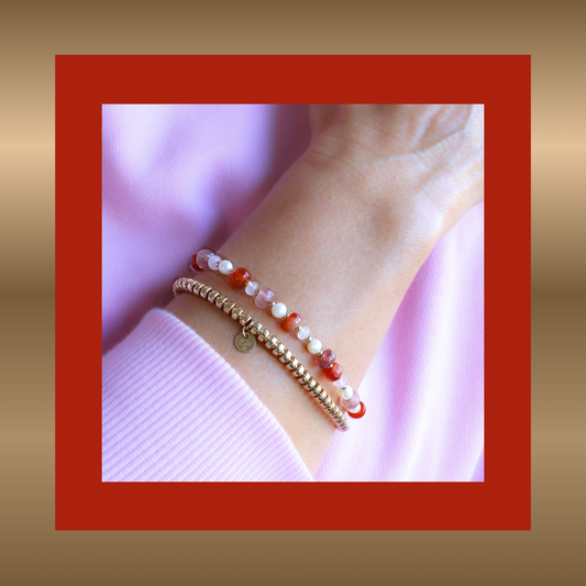 Aimée - armband met o.a. onyx, rozenkwarts en parel