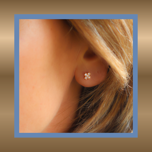 Aimée - kusjes oorstekers met zirkonia 18-karaat goud verguld