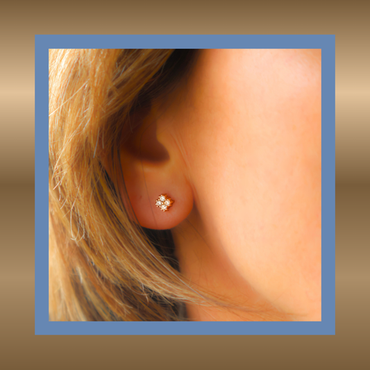 Aimée - oorstekers met bloemetje van zirkonia 18-karaat goud verguld