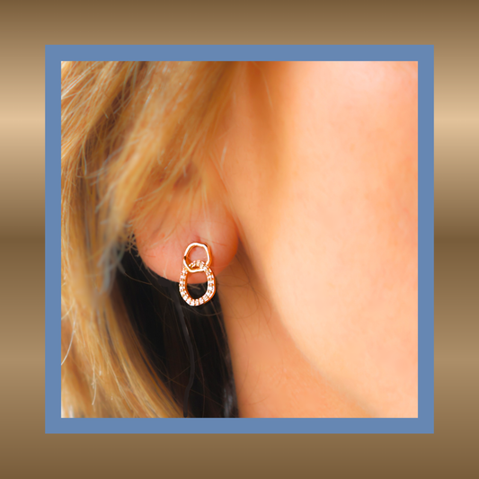 Exclusives - oorstekers met 2 rondjes onder elkaar 18-karaat goud verguld