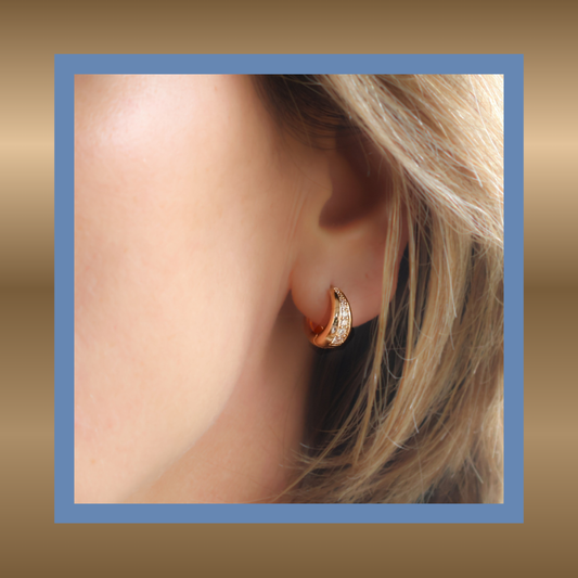 Exclusives - prachtige oorringen met streep zirkonia 18-karaat goud verguld