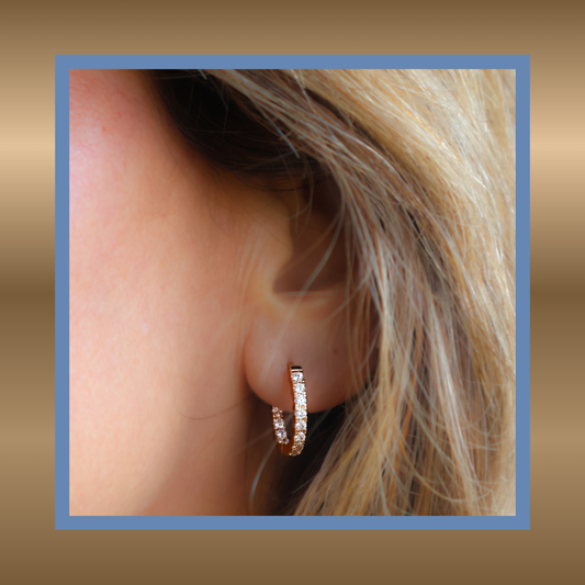 Exclusives - oorringen met streepje zirkonia- 18-karaat goud verguld