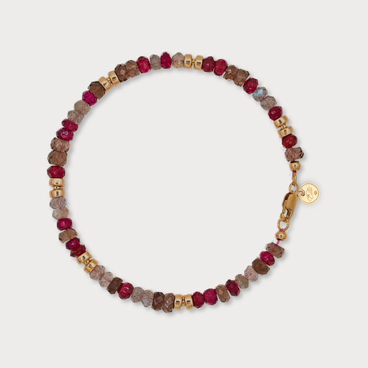 Aimée - armband met o.a. granaat en rookkwarts