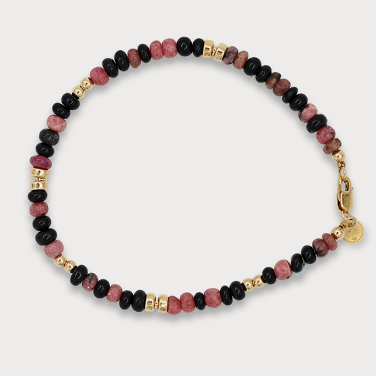 Aimée - armband met rodoniet en onyx