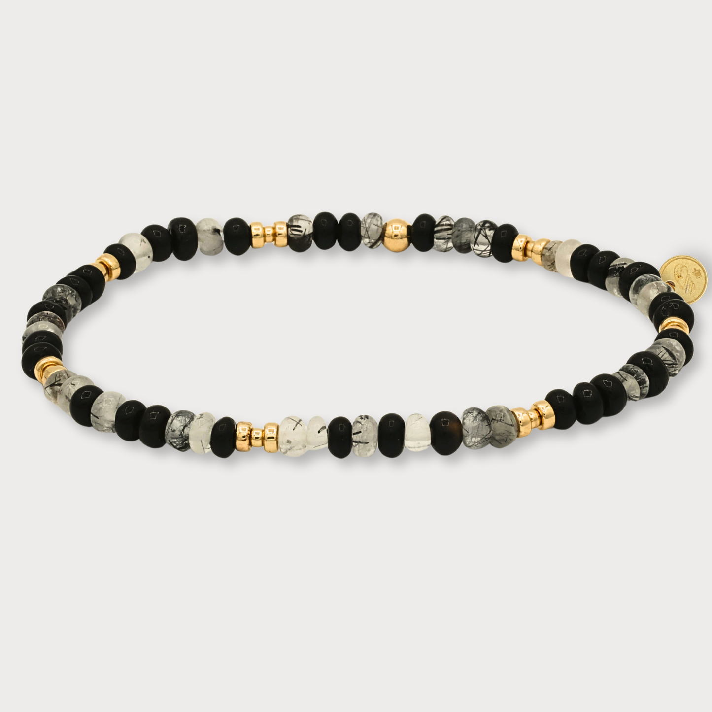 Aimée - armband met zwarte rutielkwarts en onyx