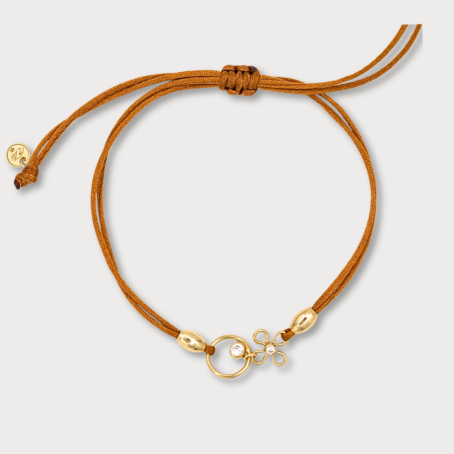 Aimée - goldfilled armband met bloem en cirkel met zirkonia