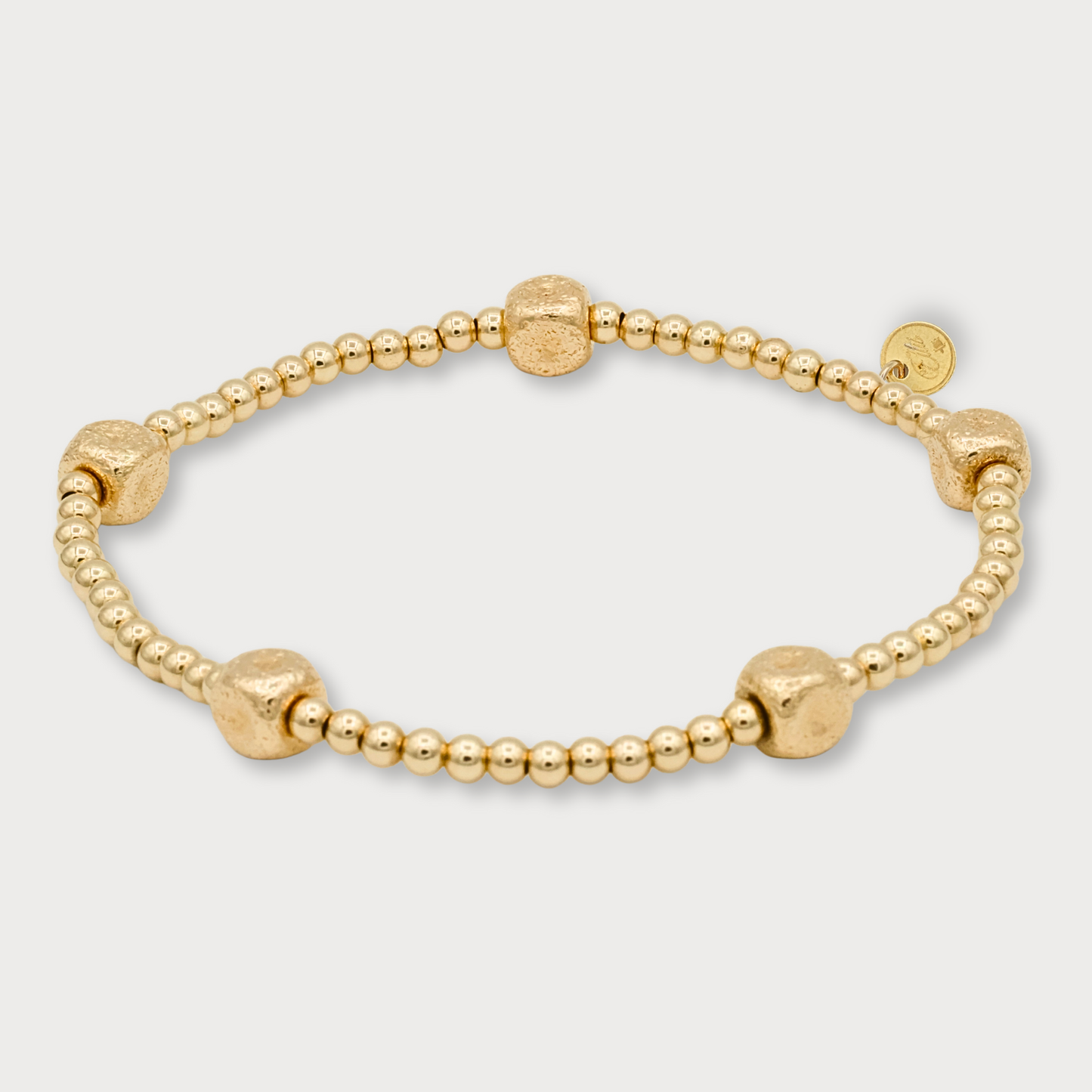 Exclusives - goldfilled armband met dobbelstenen, met een gezandstraalde afwerking