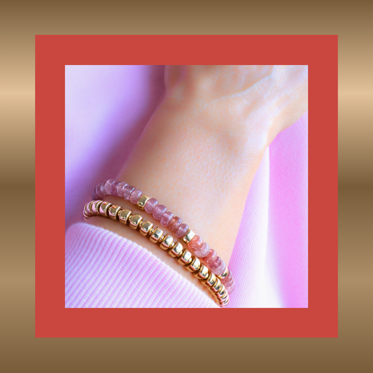 Exclusives- armband met roze aardbeienkwarts