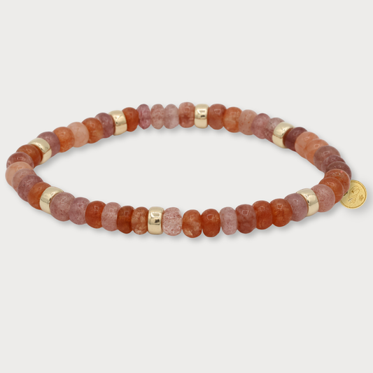 Féline - armband met o.a. zonnesteen en aardbeienkwarts