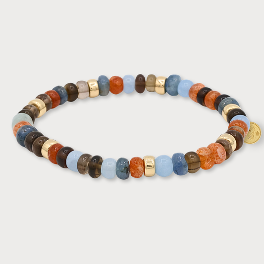 Féline - armband met o.a. zonnesteen en aquamarijn
