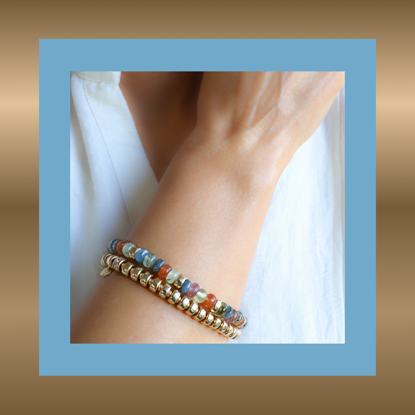 Féline - armband met o.a. kyaniet en prehniet
