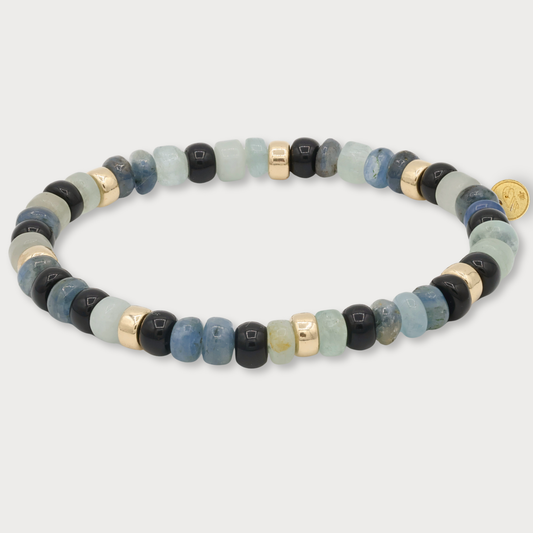 Féline - armband met o.a. kyaniet en aquamarijn