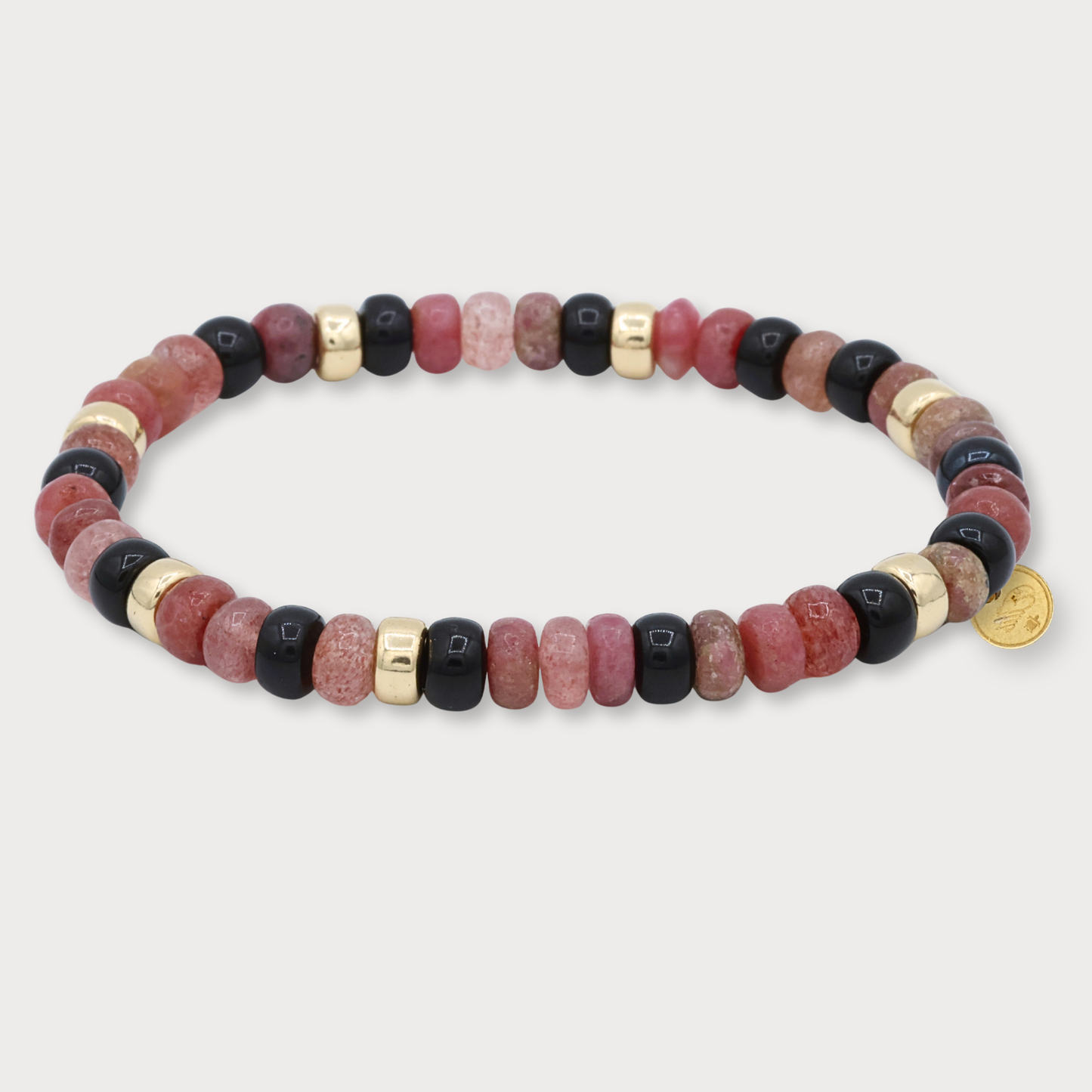 Féline - armband met o.a. onyx en aardbeienkwarts