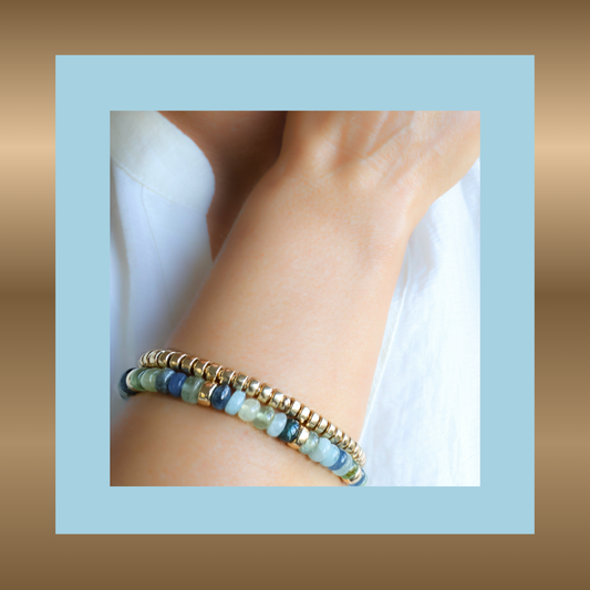 Féline - armband met o.a. prehniet en labradoriet