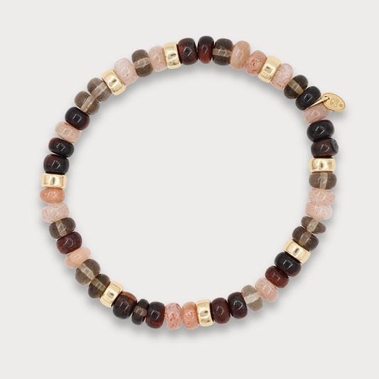 Féline- armband met o.a. rode tijgeroog