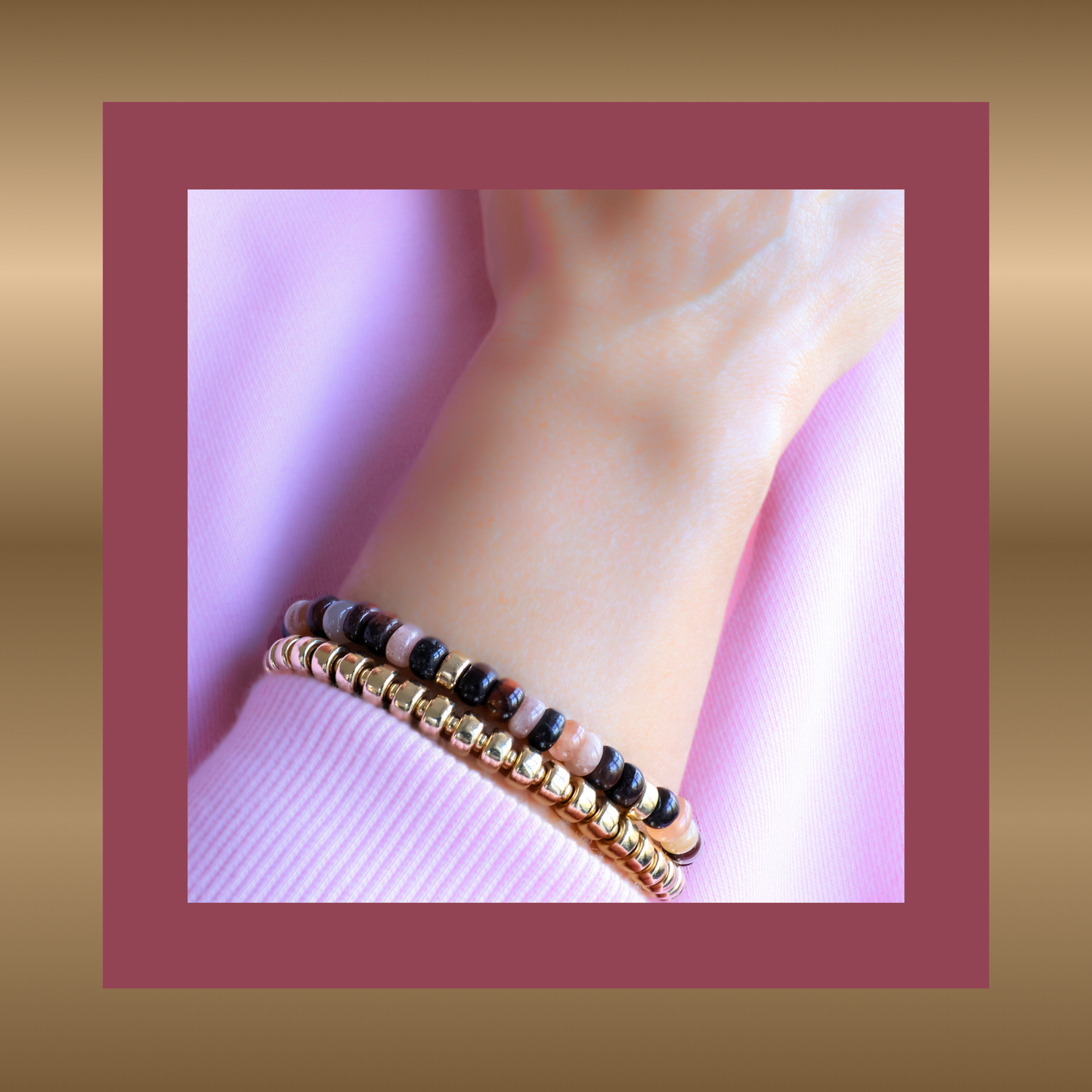 Féline- armband met o.a. rode tijgeroog