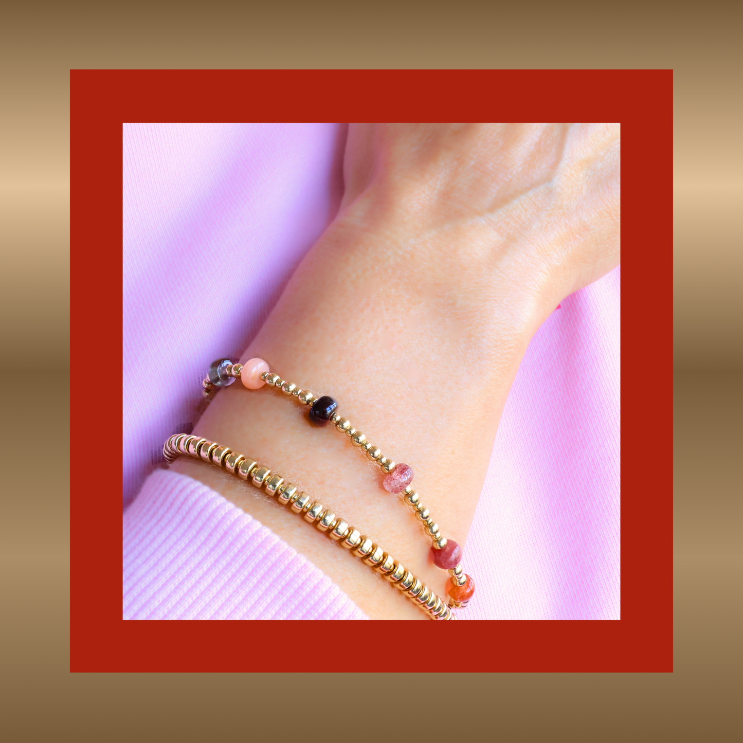 Féline - armband met o.a. maansteen en rookkwarts