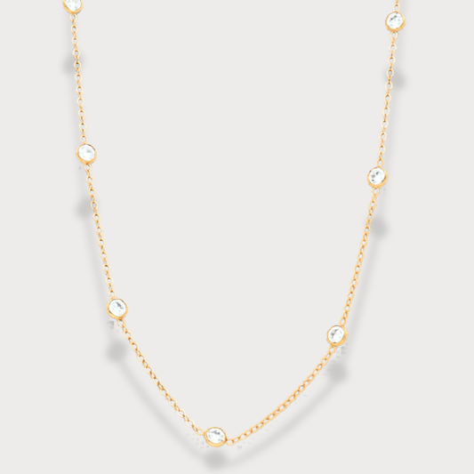 Exclusives - Goldfilled collier met 9 zirkonia's in een ronde zetting