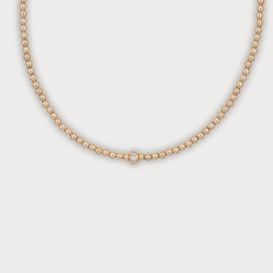 Exclusives - goldfilled collier met 4mm balletjes en zirkonia element