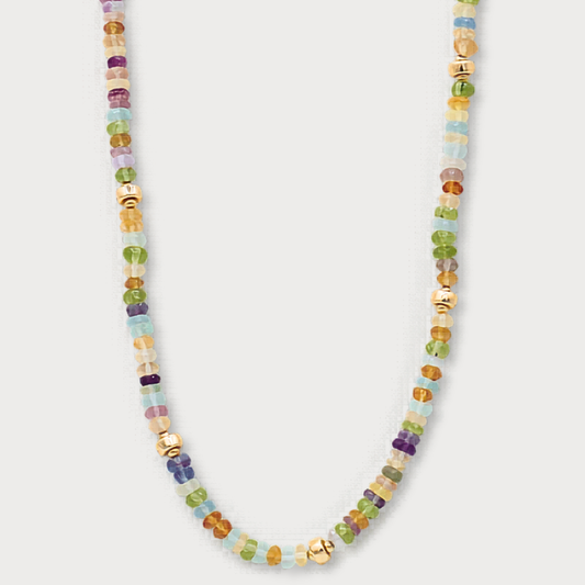 Féline - collier fluoriet, citrien, peridot en goldfilled elementen