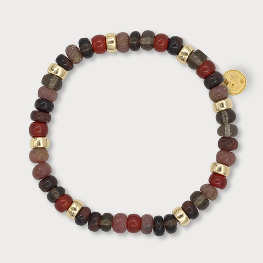 Féline - armband met o.a. rode onyx en rookkwarts